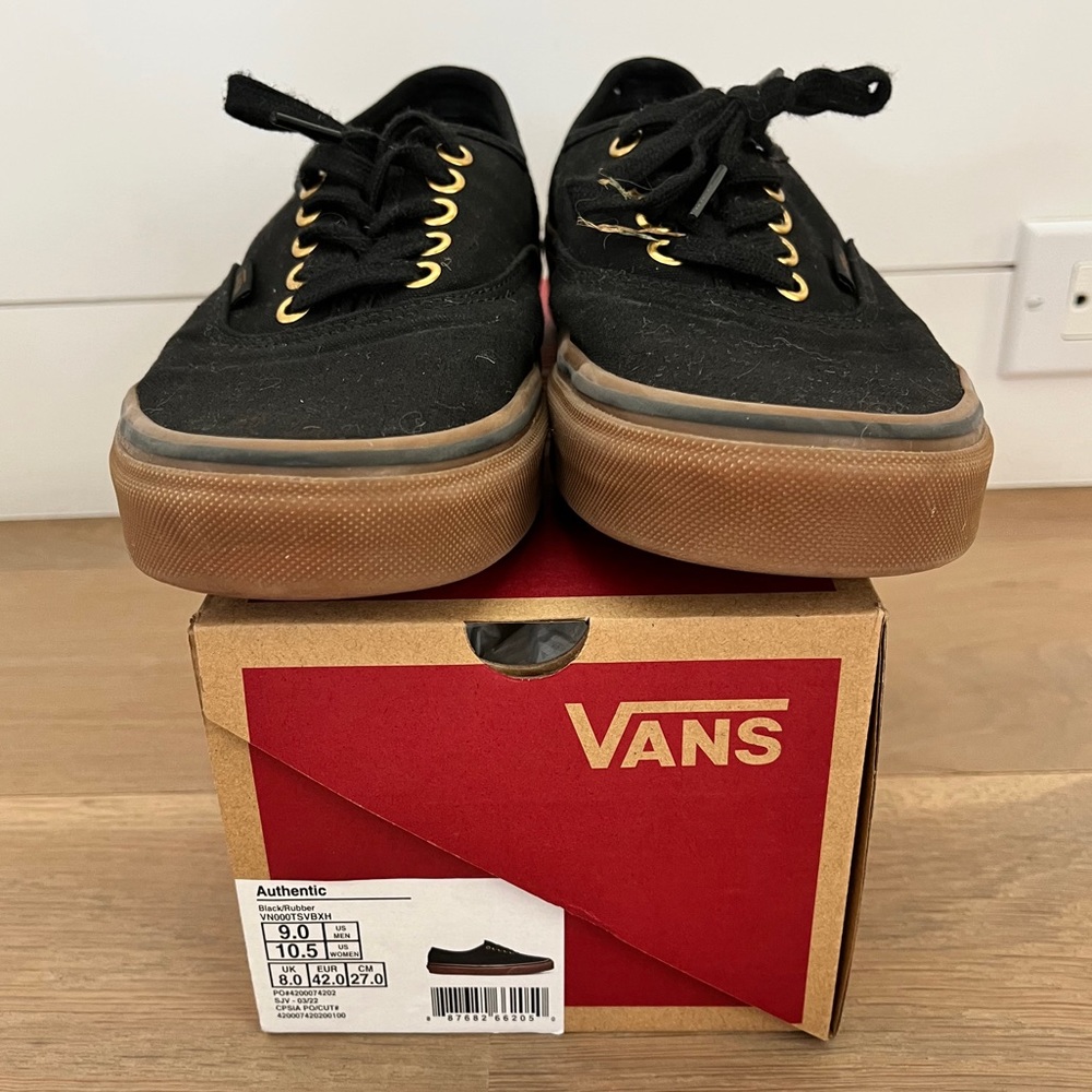 Vans authentic black with gum sole men’s size 9